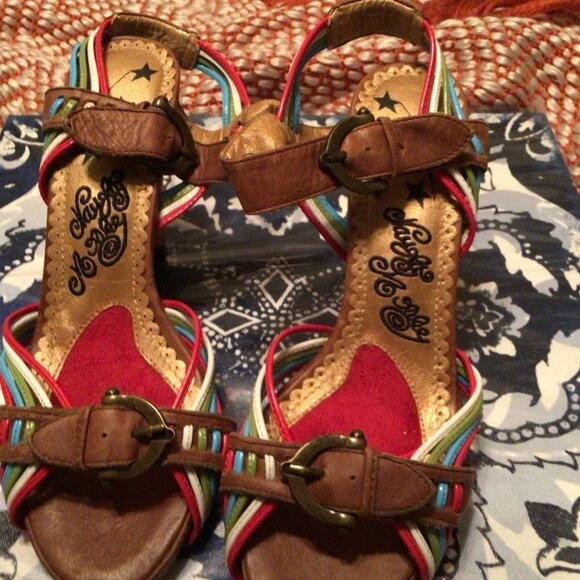 Naughty Monkey Colored Strap heel size 6.5 - Picture 1 of 5